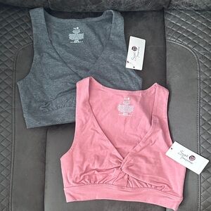 Secret Treasures Pink and Gray Twist Front Bra Sleep Casual 2 Bras XS New